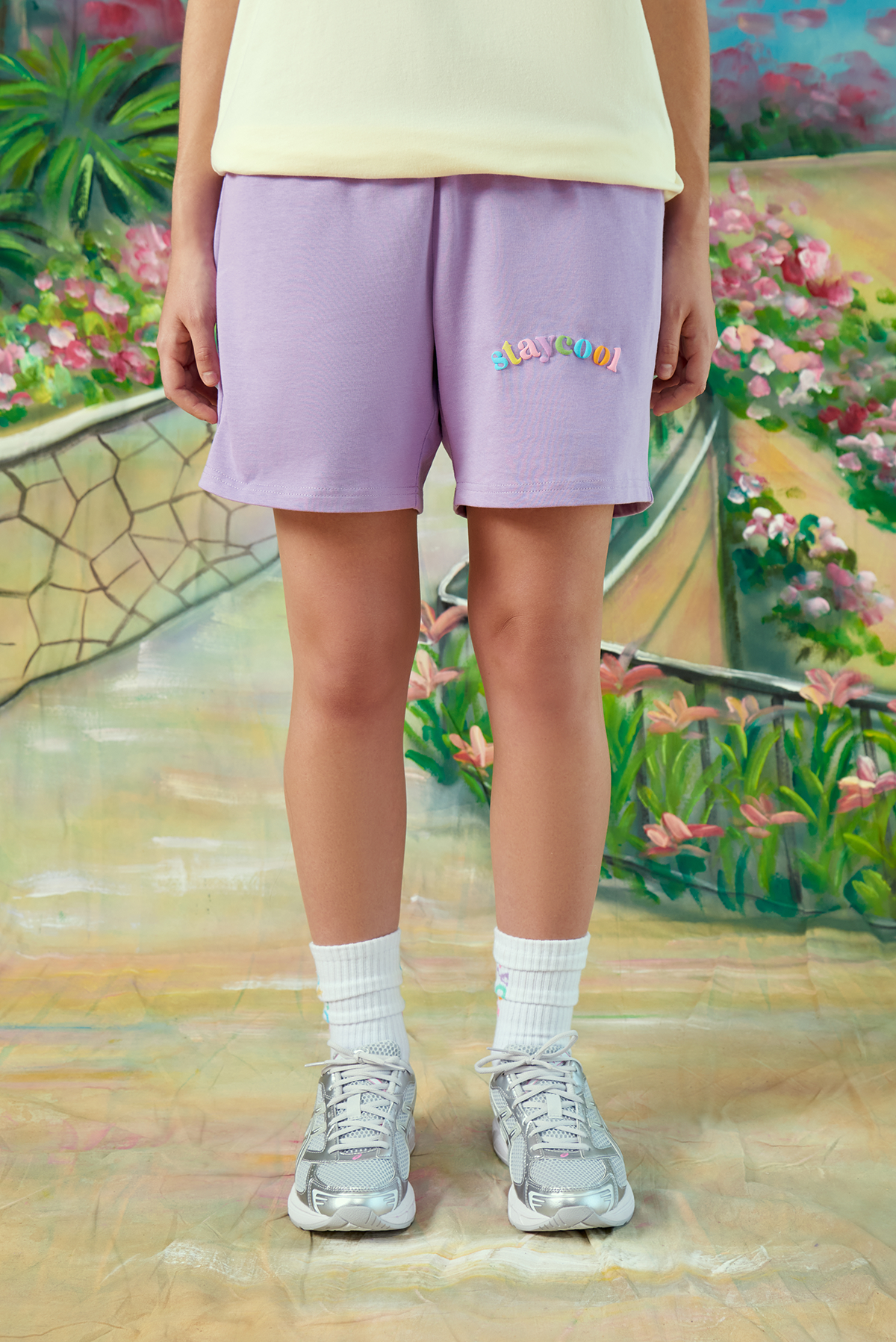 Rainbow Arch Cotton Shorts (Violet) - Staycoolnyc