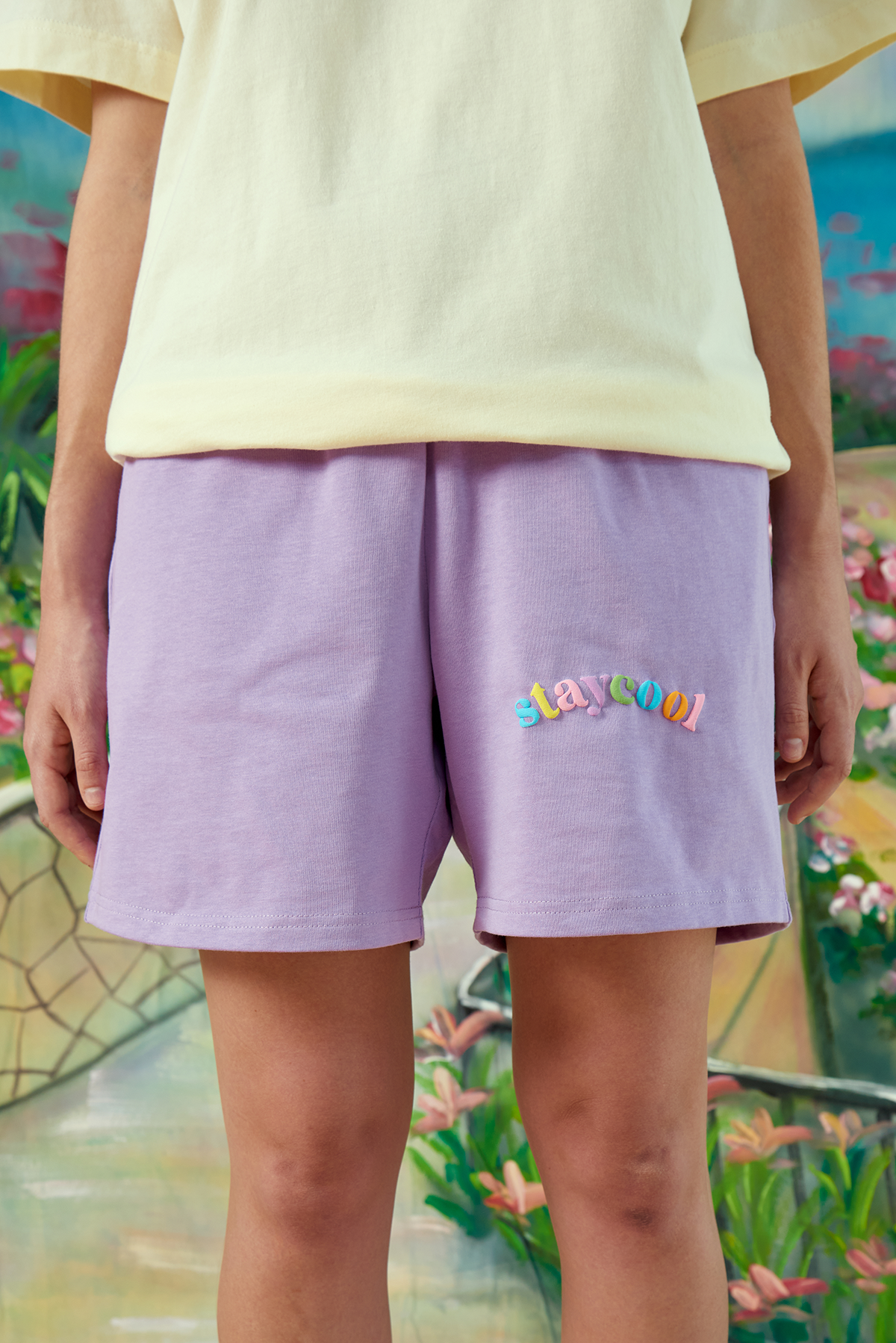 Rainbow Arch Cotton Shorts (Violet) - Staycoolnyc