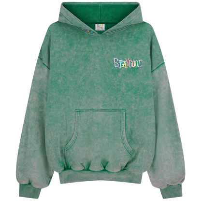 Tribal Acid Wash Hoodie (Kelly)